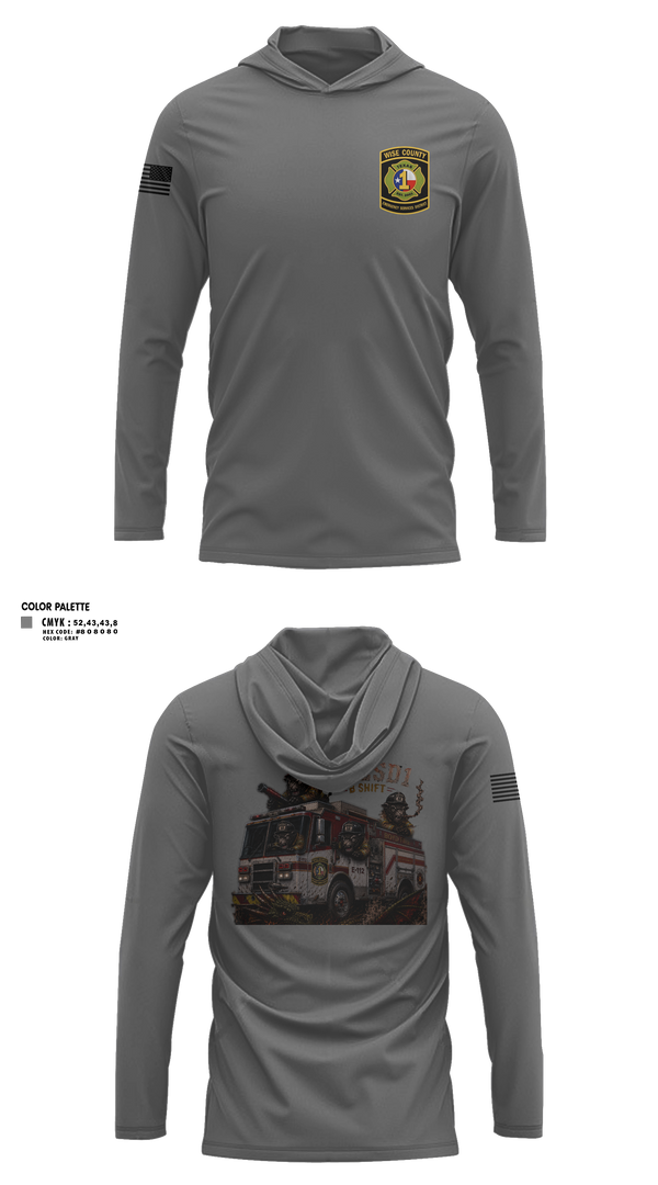 Long Sleeve Performance Shirt with hood, WCESD1 B shift, Fire Department, Teamtime, Team time, sublimation, custom sports apparel, team uniforms, spirit wear, spiritwear, sports uniforms, custom shirts, team store, custom team store, fundraiser sports, apparel fundraiser