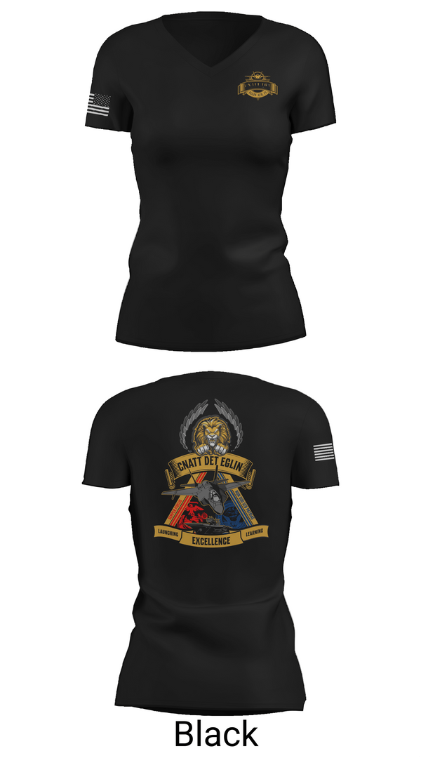 Womens Short Sleeve Vneck Shirt, CNATT Det Eglin, Navy, Teamtime, Team time, sublimation, custom sports apparel, team uniforms, spirit wear, spiritwear, sports uniforms, custom shirts, team store, custom team store, fundraiser sports, apparel fundraiser