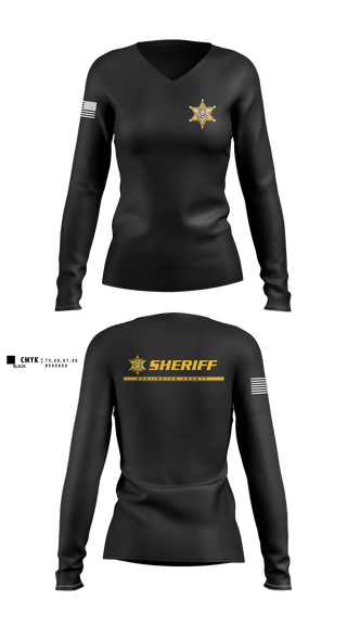 Womens Long Sleeve Vneck Shirt, Darlington County Sheriffs Office, Police, Teamtime, Team time, sublimation, custom sports apparel, team uniforms, spirit wear, spiritwear, sports uniforms, custom shirts, team store, custom team store, fundraiser sports, apparel fundraiser