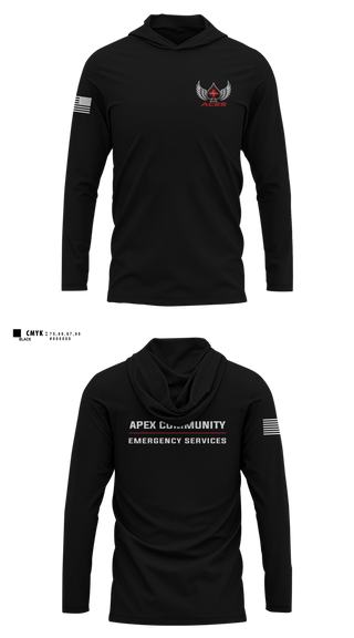 Long Sleeve hooded sunshirt, ACES, EMS/EMT, Teamtime, Team time, sublimation, custom sports apparel, team uniforms, spirit wear, spiritwear, sports uniforms, custom shirts, team store, custom team store, fundraiser sports, apparel fundraiser