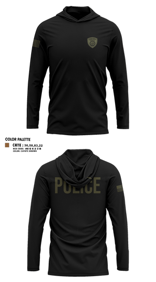Long Sleeve Performance Shirt with hood, Judsonia Police Department, Police, Teamtime, Team time, sublimation, custom sports apparel, team uniforms, spirit wear, spiritwear, sports uniforms, custom shirts, team store, custom team store, fundraiser sports, apparel fundraiser