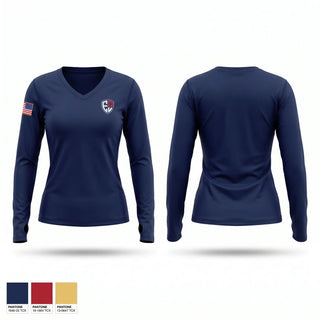 Womens Long Sleeve Vneck Shirt, Peace Officer, Police, Teamtime, Team time, sublimation, custom sports apparel, team uniforms, spirit wear, spiritwear, sports uniforms, custom shirts, team store, custom team store, fundraiser sports, apparel fundraiser