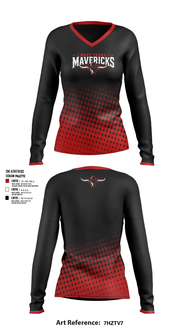Womens Long Sleeve Vneck Shirt, West Texas Mavericks, Baseball, Teamtime, Team time, sublimation, custom sports apparel, team uniforms, spirit wear, spiritwear, sports uniforms, custom shirts, team store, custom team store, fundraiser sports, apparel fundraiser