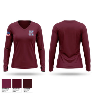Womens Long Sleeve Vneck Shirt, Kankakee Kay’s JROTC, Army, Teamtime, Team time, sublimation, custom sports apparel, team uniforms, spirit wear, spiritwear, sports uniforms, custom shirts, team store, custom team store, fundraiser sports, apparel fundraiser