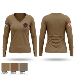 Womens Long Sleeve Vneck Shirt, D 169, Army, Teamtime, Team time, sublimation, custom sports apparel, team uniforms, spirit wear, spiritwear, sports uniforms, custom shirts, team store, custom team store, fundraiser sports, apparel fundraiser