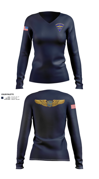 Womens Long Sleeve Vneck Shirt, Indiana State Police Aviation Unit, Police, Teamtime, Team time, sublimation, custom sports apparel, team uniforms, spirit wear, spiritwear, sports uniforms, custom shirts, team store, custom team store, fundraiser sports, apparel fundraiser