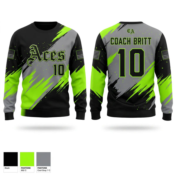 Crew Neck Sweatshirt, Cosmo Aces, Baseball, Teamtime, Team time, sublimation, custom sports apparel, team uniforms, spirit wear, spiritwear, sports uniforms, custom shirts, team store, custom team store, fundraiser sports, apparel fundraiser