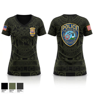 Womens Short Sleeve Vneck Shirt, NAS Pensacola Police / Security Forces, Navy, Teamtime, Team time, sublimation, custom sports apparel, team uniforms, spirit wear, spiritwear, sports uniforms, custom shirts, team store, custom team store, fundraiser sports, apparel fundraiser