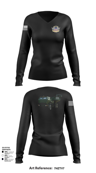 Womens Long Sleeve Vneck Shirt, 182nd Field Artillery, Army, Teamtime, Team time, sublimation, custom sports apparel, team uniforms, spirit wear, spiritwear, sports uniforms, custom shirts, team store, custom team store, fundraiser sports, apparel fundraiser