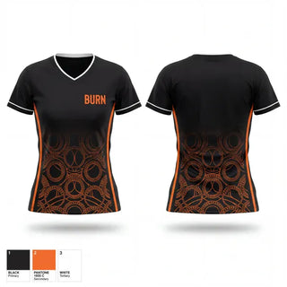 Womens Short Sleeve Vneck Shirt, BURN, Spirit Store, Teamtime, Team time, sublimation, custom sports apparel, team uniforms, spirit wear, spiritwear, sports uniforms, custom shirts, team store, custom team store, fundraiser sports, apparel fundraiser
