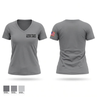 Womens Short Sleeve Vneck Shirt, LaSalle Parish Sheriff’s Office, Police, Teamtime, Team time, sublimation, custom sports apparel, team uniforms, spirit wear, spiritwear, sports uniforms, custom shirts, team store, custom team store, fundraiser sports, apparel fundraiser