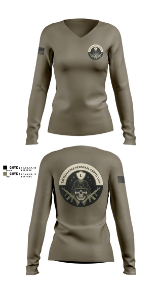 Womens Long Sleeve Vneck Shirt, Tactical Edge personal protection, , Teamtime, Team time, sublimation, custom sports apparel, team uniforms, spirit wear, spiritwear, sports uniforms, custom shirts, team store, custom team store, fundraiser sports, apparel fundraiser