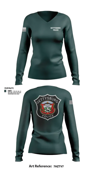 Womens Long Sleeve Vneck Shirt, Gettysburg Police, Police, Teamtime, Team time, sublimation, custom sports apparel, team uniforms, spirit wear, spiritwear, sports uniforms, custom shirts, team store, custom team store, fundraiser sports, apparel fundraiser