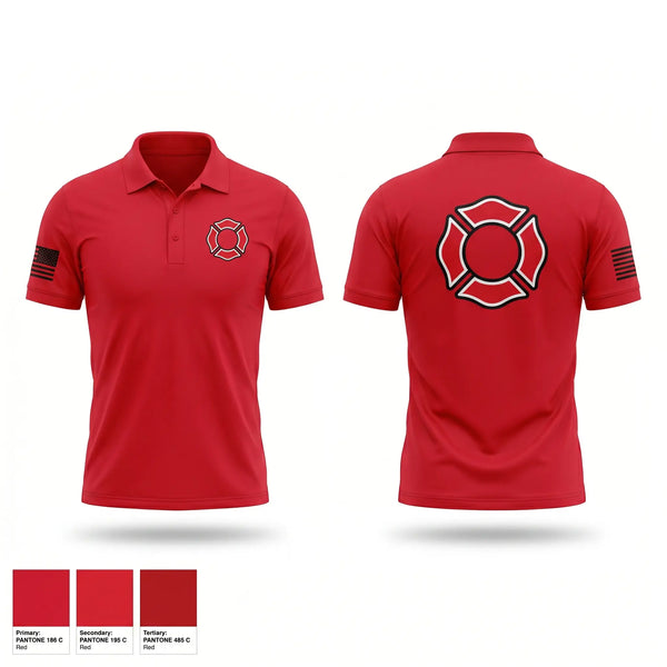 Short Sleeve Performance Polo, Ozan Rural Volunteer Fire Dept, Fire Department, Teamtime, Team time, sublimation, custom sports apparel, team uniforms, spirit wear, spiritwear, sports uniforms, custom shirts, team store, custom team store, fundraiser sports, apparel fundraiser