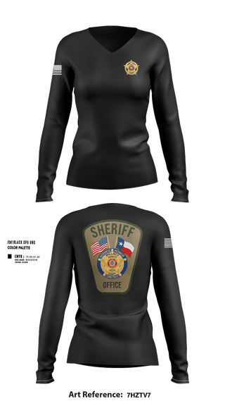 Womens Long Sleeve Vneck Shirt, Willacy County Sheriff's Office, Police, Teamtime, Team time, sublimation, custom sports apparel, team uniforms, spirit wear, spiritwear, sports uniforms, custom shirts, team store, custom team store, fundraiser sports, apparel fundraiser