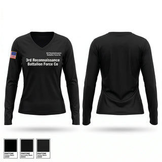 Womens Long Sleeve Vneck Shirt, 3rd Reconnaissance Battalion, Force Co, Marines, Teamtime, Team time, sublimation, custom sports apparel, team uniforms, spirit wear, spiritwear, sports uniforms, custom shirts, team store, custom team store, fundraiser sports, apparel fundraiser