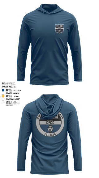 Long Sleeve Performance Shirt with hood, Cape Fear Community College Soccer, Men's Soccer, Teamtime, Team time, sublimation, custom sports apparel, team uniforms, spirit wear, spiritwear, sports uniforms, custom shirts, team store, custom team store, fundraiser sports, apparel fundraiser