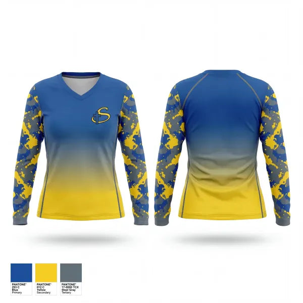 Womens Long Sleeve Vneck Shirt, Schlarman Academy High School Track & Field, Track & Field, Teamtime, Team time, sublimation, custom sports apparel, team uniforms, spirit wear, spiritwear, sports uniforms, custom shirts, team store, custom team store, fundraiser sports, apparel fundraiser