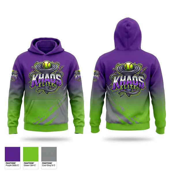 Hoodie, Khaos Elite, Softball, Teamtime, Team time, sublimation, custom sports apparel, team uniforms, spirit wear, spiritwear, sports uniforms, custom shirts, team store, custom team store, fundraiser sports, apparel fundraiser