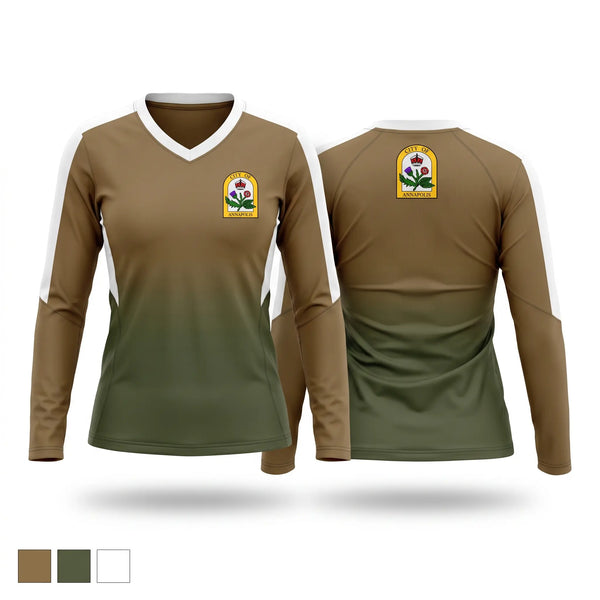 Womens Long Sleeve Vneck Shirt, City of Annapolis, , Teamtime, Team time, sublimation, custom sports apparel, team uniforms, spirit wear, spiritwear, sports uniforms, custom shirts, team store, custom team store, fundraiser sports, apparel fundraiser