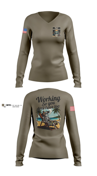 Womens Long Sleeve Vneck Shirt, 252engcoreardetachment, Army, Teamtime, Team time, sublimation, custom sports apparel, team uniforms, spirit wear, spiritwear, sports uniforms, custom shirts, team store, custom team store, fundraiser sports, apparel fundraiser