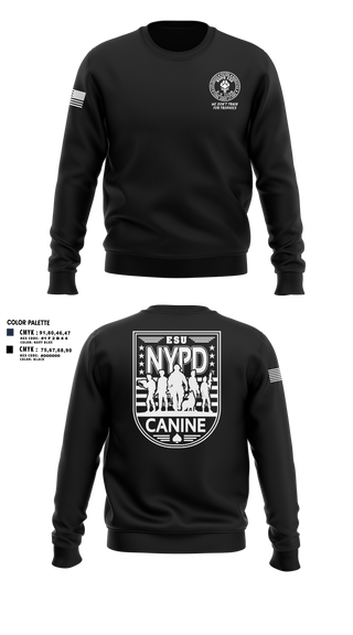 Crew Neck Sweatshirt, NYPD ESU K9, Police, Teamtime, Team time, sublimation, custom sports apparel, team uniforms, spirit wear, spiritwear, sports uniforms, custom shirts, team store, custom team store, fundraiser sports, apparel fundraiser