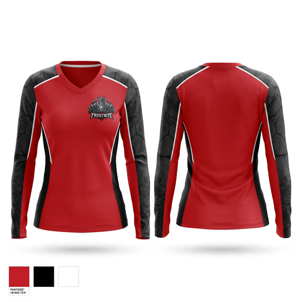 Womens Long Sleeve Vneck Shirt, Fargo Frostbite, , Teamtime, Team time, sublimation, custom sports apparel, team uniforms, spirit wear, spiritwear, sports uniforms, custom shirts, team store, custom team store, fundraiser sports, apparel fundraiser