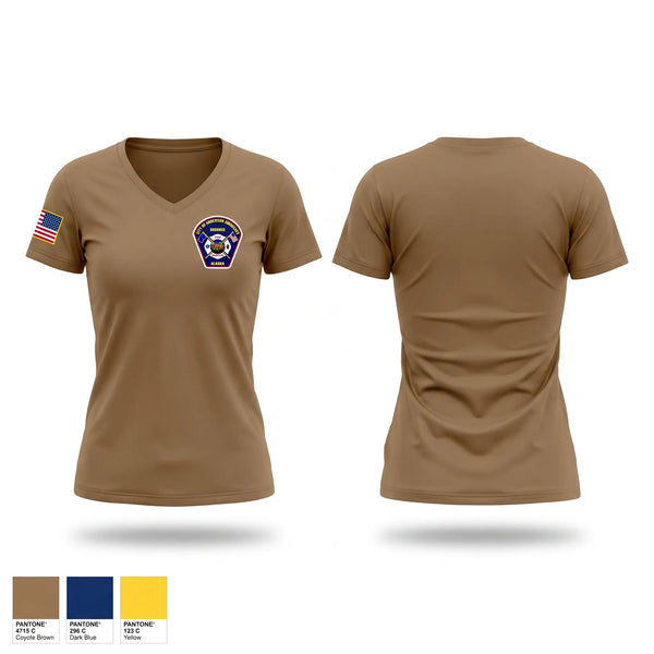 Womens Short Sleeve Vneck Shirt, Anderson Wildland, Fire Department, Teamtime, Team time, sublimation, custom sports apparel, team uniforms, spirit wear, spiritwear, sports uniforms, custom shirts, team store, custom team store, fundraiser sports, apparel fundraiser