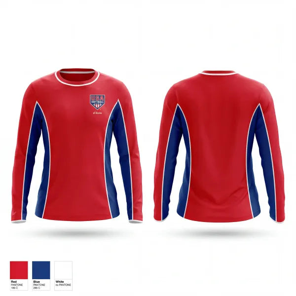 Long Sleeve Performance Shirt, USA Softball of Alaska, Softball, Teamtime, Team time, sublimation, custom sports apparel, team uniforms, spirit wear, spiritwear, sports uniforms, custom shirts, team store, custom team store, fundraiser sports, apparel fundraiser