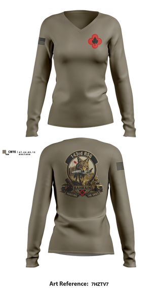 Womens Long Sleeve Vneck Shirt, 143rd RSG (TF INTEGRATOR), Army, Teamtime, Team time, sublimation, custom sports apparel, team uniforms, spirit wear, spiritwear, sports uniforms, custom shirts, team store, custom team store, fundraiser sports, apparel fundraiser