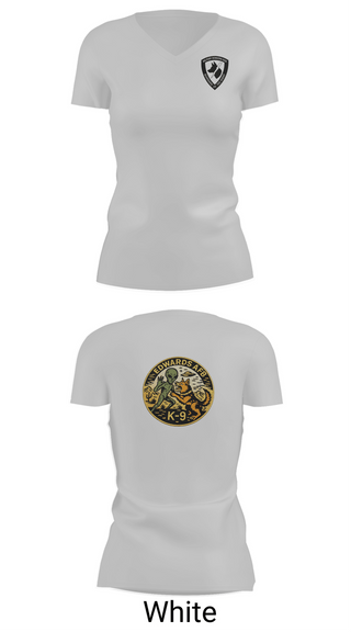 Womens Short Sleeve Vneck Shirt, 412th Military Working Dog, Air Force, Teamtime, Team time, sublimation, custom sports apparel, team uniforms, spirit wear, spiritwear, sports uniforms, custom shirts, team store, custom team store, fundraiser sports, apparel fundraiser