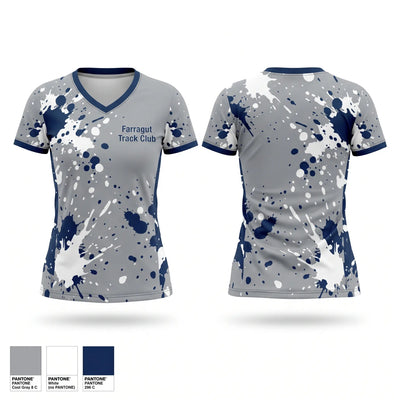 Farragut Track Club Women's Short Sleeve V-neck Shirt - 1