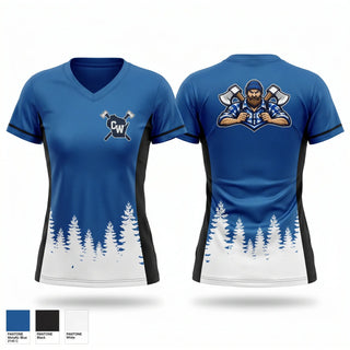 Womens Short Sleeve Vneck Shirt, Central Wisconsin lumberjacks, , Teamtime, Team time, sublimation, custom sports apparel, team uniforms, spirit wear, spiritwear, sports uniforms, custom shirts, team store, custom team store, fundraiser sports, apparel fundraiser