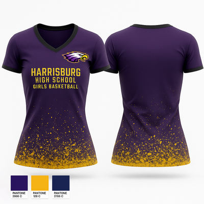Harrisburg High School Girls Basketball 74185952 Women's Short Sleeve V-neck Shirt - 1