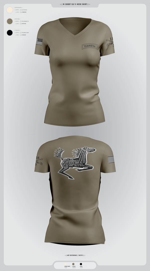Womens Short Sleeve Vneck Shirt, DET 1 HHC 3-116 CAV, Army, Teamtime, Team time, sublimation, custom sports apparel, team uniforms, spirit wear, spiritwear, sports uniforms, custom shirts, team store, custom team store, fundraiser sports, apparel fundraiser