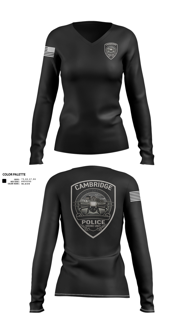 Womens Long Sleeve Vneck Shirt, RDC Outdoors, Police, Teamtime, Team time, sublimation, custom sports apparel, team uniforms, spirit wear, spiritwear, sports uniforms, custom shirts, team store, custom team store, fundraiser sports, apparel fundraiser