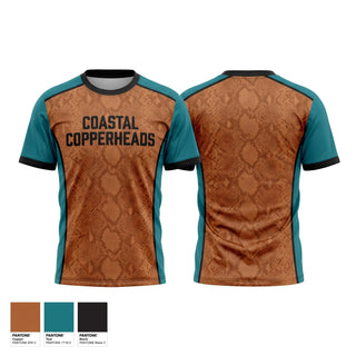 Soft Poly Tee Cotton Like Feel, Coastal Copperheads, Baseball, Teamtime, Team time, sublimation, custom sports apparel, team uniforms, spirit wear, spiritwear, sports uniforms, custom shirts, team store, custom team store, fundraiser sports, apparel fundraiser