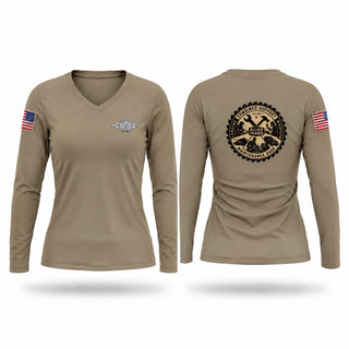 Womens Long Sleeve Vneck Shirt, 272 RSG HHC, National Guard, Teamtime, Team time, sublimation, custom sports apparel, team uniforms, spirit wear, spiritwear, sports uniforms, custom shirts, team store, custom team store, fundraiser sports, apparel fundraiser