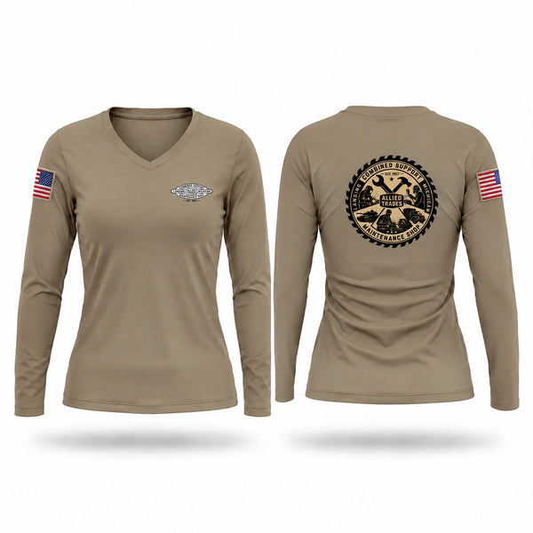 Womens Long Sleeve Vneck Shirt, 272 RSG HHC, National Guard, Teamtime, Team time, sublimation, custom sports apparel, team uniforms, spirit wear, spiritwear, sports uniforms, custom shirts, team store, custom team store, fundraiser sports, apparel fundraiser