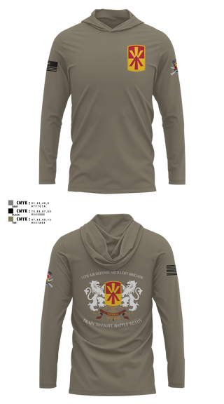 Long Sleeve Performance Shirt with hood, Bravo 1-43 ADA, Army, Teamtime, Team time, sublimation, custom sports apparel, team uniforms, spirit wear, spiritwear, sports uniforms, custom shirts, team store, custom team store, fundraiser sports, apparel fundraiser