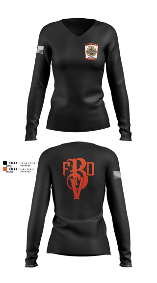 Womens Long Sleeve Vneck Shirt, Baptist Valley Volunteer Fire Department, Fire Department, Teamtime, Team time, sublimation, custom sports apparel, team uniforms, spirit wear, spiritwear, sports uniforms, custom shirts, team store, custom team store, fundraiser sports, apparel fundraiser