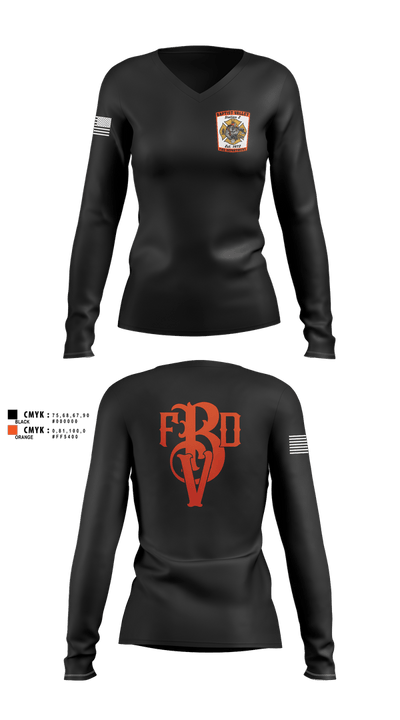 Baptist Valley Volunteer Fire Department  Women's Long Sleeve V-neck Shirt - 1