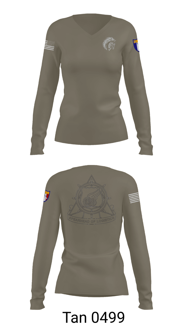 Womens Long Sleeve Vneck Shirt, 2112th Transportation Company, , Teamtime, Team time, sublimation, custom sports apparel, team uniforms, spirit wear, spiritwear, sports uniforms, custom shirts, team store, custom team store, fundraiser sports, apparel fundraiser