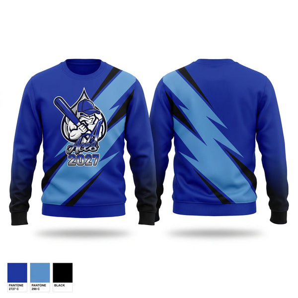 Crew Neck Sweatshirt, Aces, Baseball, Teamtime, Team time, sublimation, custom sports apparel, team uniforms, spirit wear, spiritwear, sports uniforms, custom shirts, team store, custom team store, fundraiser sports, apparel fundraiser