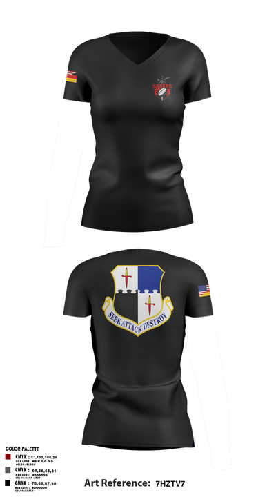 Saber Rugby 88389897 Women's Short Sleeve V-neck Shirt - 3
