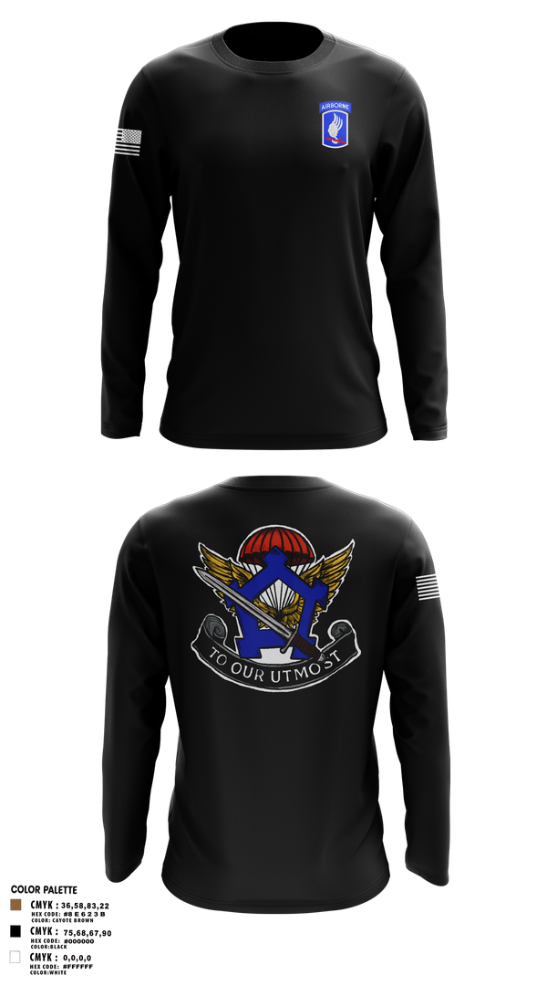 Long Sleeve Performance Shirt, HHC, Brigade Support Battalion 173D IBCT(A), , Teamtime, Team time, sublimation, custom sports apparel, team uniforms, spirit wear, spiritwear, sports uniforms, custom shirts, team store, custom team store, fundraiser sports, apparel fundraiser