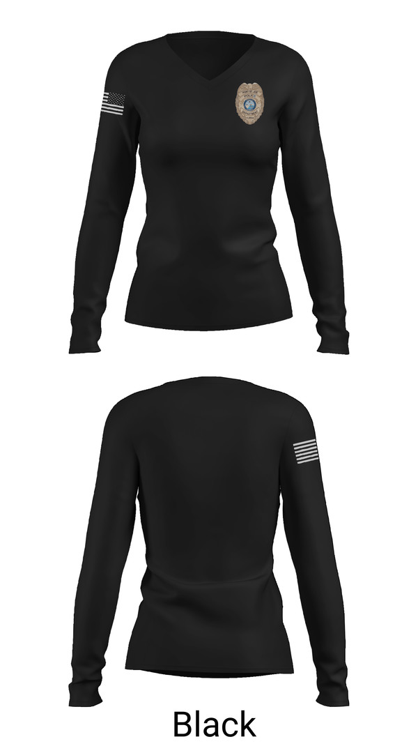 Womens Long Sleeve Vneck Shirt, Port St. Joe Police Department, Police, Teamtime, Team time, sublimation, custom sports apparel, team uniforms, spirit wear, spiritwear, sports uniforms, custom shirts, team store, custom team store, fundraiser sports, apparel fundraiser