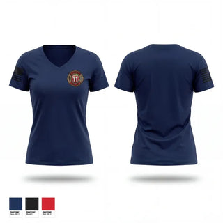Womens Short Sleeve Vneck Shirt, Bloomfield Volunteer Fire Department, Fire Department, Teamtime, Team time, sublimation, custom sports apparel, team uniforms, spirit wear, spiritwear, sports uniforms, custom shirts, team store, custom team store, fundraiser sports, apparel fundraiser