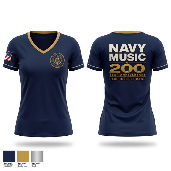 Womens Short Sleeve Vneck Shirt, Pacific Fleet Band, Navy, Teamtime, Team time, sublimation, custom sports apparel, team uniforms, spirit wear, spiritwear, sports uniforms, custom shirts, team store, custom team store, fundraiser sports, apparel fundraiser