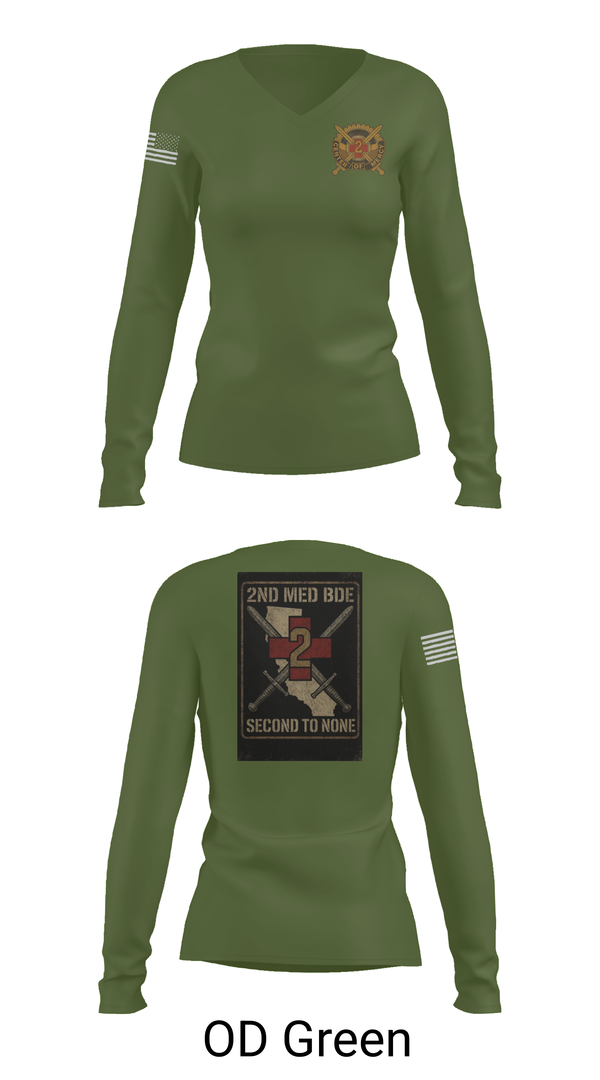 Womens Long Sleeve Vneck Shirt, 2nd Medical Brigade, , Teamtime, Team time, sublimation, custom sports apparel, team uniforms, spirit wear, spiritwear, sports uniforms, custom shirts, team store, custom team store, fundraiser sports, apparel fundraiser